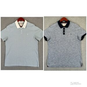 Original Penguin Polo Shirt XL‎ Lot Of 2 Mens Heritage Slim Striped Blue Preppy